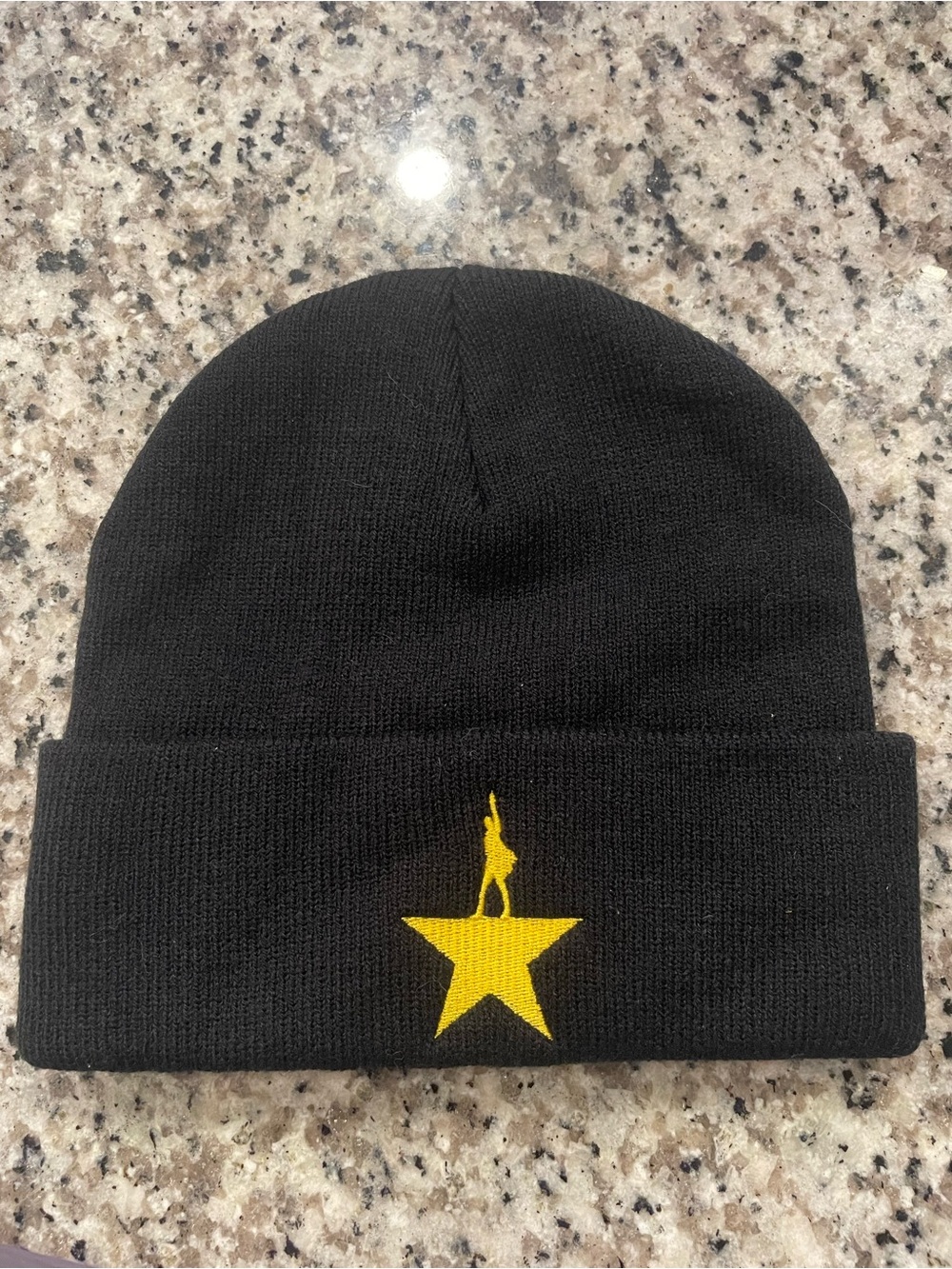 Hamilton Broadway Musical Black Beanie with Logo Yellow Star Embroidery NEW